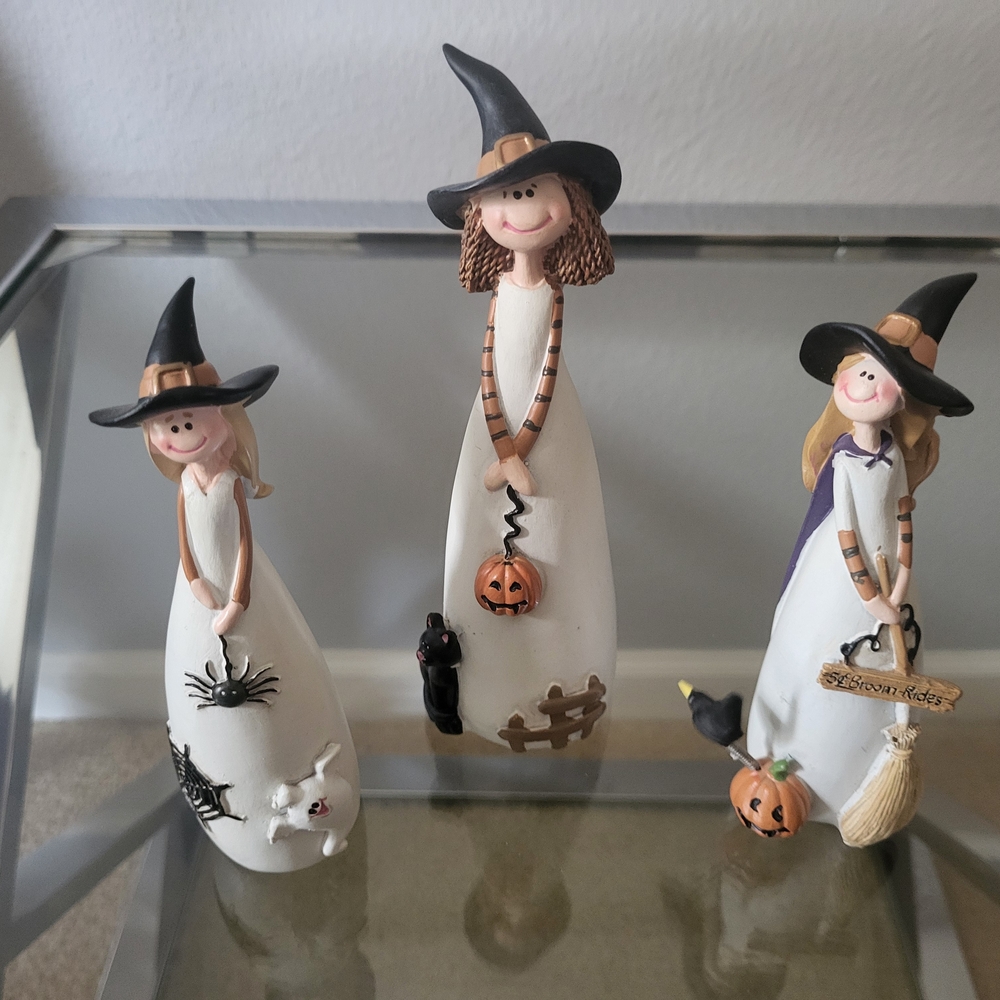 Charming Witch Figurines with Halloween Accents